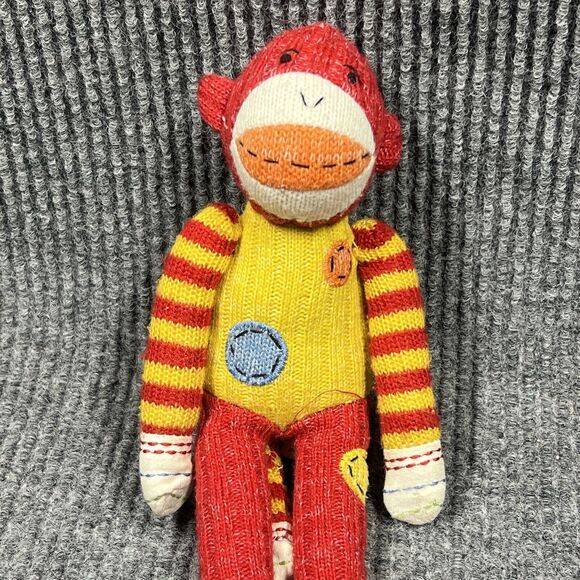SEASONS Of Cannon Falls 12” SOCK MONKEY Red Yellow Magnetic Hands Feet Doll Toy - Picture 7 of 16